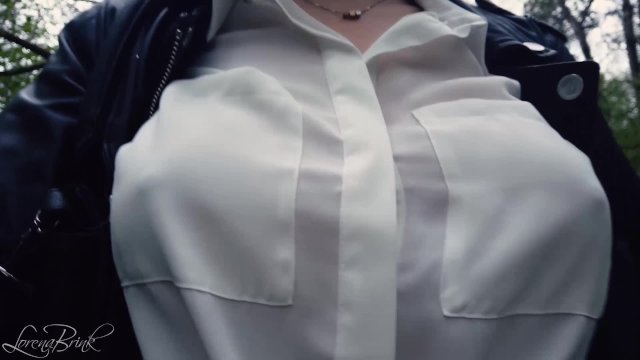 Boobwalk, White Blouse and Leather Jacket