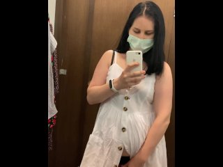 Pregnant Beauty Masturbates_in a Clothing Store_and Tries on_Dresses
