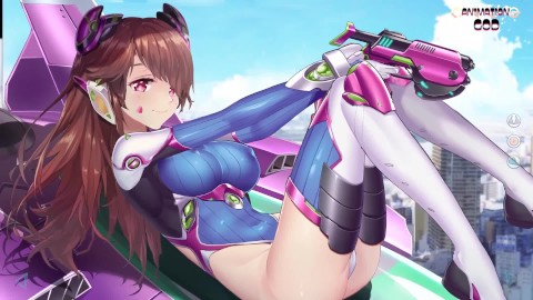 Overwatch d.va Masturbates and cums hard with toy. (dva, d va)