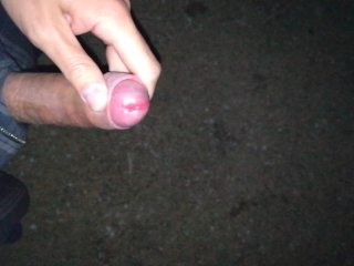 First peeing while hard in the park