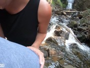 Preview 2 of Blonde Babe Gives A Blowjob At A Beautiful Waterfall