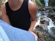 Preview 3 of Blonde Babe Gives A Blowjob At A Beautiful Waterfall