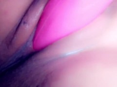 Fucking my tight creamy pussy with a big pink dick