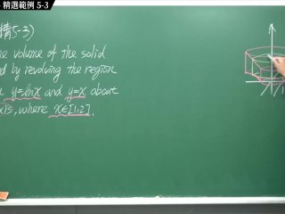 #無碼 #素人 #教室 #流出｜張旭微積分2020版(上)｜積分後篇｜重點五：旋轉體積分｜精選範例 5-3｜數學老師張旭