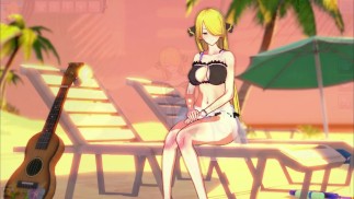 辛西娅在海滩上！（3D埃奇）（口袋妖怪）