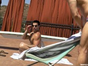 Preview 1 of NextDoorStudios - Sexy Stranger Barebacks Lifeguard For Saving His Life