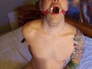 Preview 6 of Humiliation canning, with ring gag. Drooling till I cum