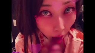Hermosa Dama Japonesa Ama El Intercambio De Sexo Escupe Kimono Yukata Cosplay Versión Corta