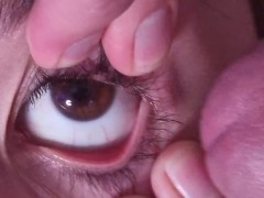 Cum into open eye extreme close up | cum desperation