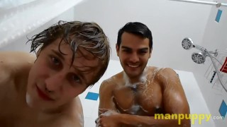 Sexy Giant Gay Boyfriends in the Shower - Sebastian Cums - Elis Ataxxx - Manpuppy