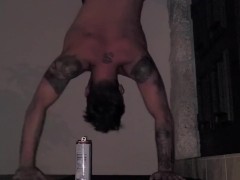 Shotguning a Whiteclaw while doing a handstand