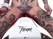 Preview 2 of Tattooed Amber Luke rides the tremor for the first time
