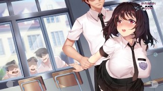 Cute Brunette In Uniform Fucks A Classmate In Front Of A Japanese Schoolgirl In The Public