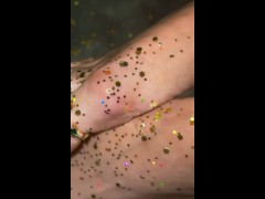 Liannas Sexy Oily Stripper Feet Sprinkled with Glitter
