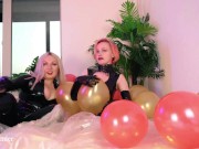 Preview 3 of Air Balloon Looner Hot Fetish 2 Lesbians in tight shiny rubber clothes having fun