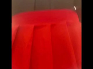 Sissy cross enjoying dildo in skirt