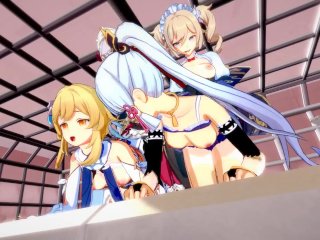 【LUMINE,KAMISATO AYAKA,NOELLE,BARBARA】【HENTAI ORGY FUTANARI 3D】 【GENSHIN IMPACT】