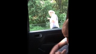Self Blowjob In Car In Front Of Woman