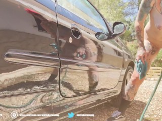 SEXY CARWASH! EMO TEEN cums while_cleaning car