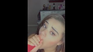 19 year old sucks on pink dildo , super sloppy.