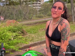 I learn to drive a motorcycle while my teacher controls my lush until I_cum