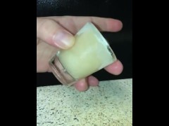 Shot glass of my cum I saved in the freezer, playtime!!!