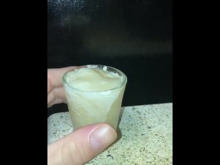 Shot glass of my cum I saved in the freezer, playtime!!!