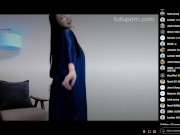 Preview 1 of 完美老婆 兔兔Perfect Chinese Girlfriend in Blue Silk Dress Teasing You on Onlyfans Livestream