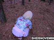 Preview 1 of Sneaking Into The Forest To Fuck Stepdad, Ebony DaughterInLaw Sheisnovember Ride Stepdaddy Outdoor