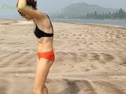 Preview 2 of Shameless Blonde Girl Getting Naked & Changing Cloths on Public Beach