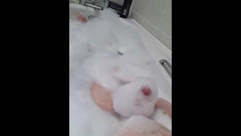 Straight Daddy Playing with his Big Dick in a Bubble Bath!