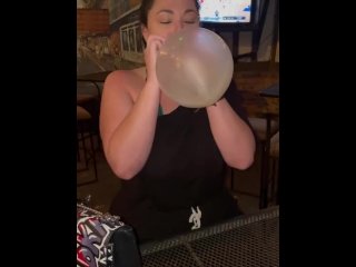fetish, public, vertical video, balloon