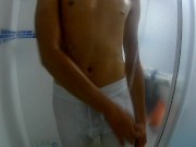 Preview 5 of Young man masturbates three times in underwear under the shower