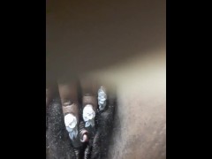 Playing with pussy at work