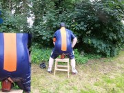 Preview 6 of Rufus VS Mammon - rubber cyclist pup taming XXL Beast