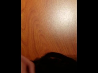 filling her cum filled panties with my cum