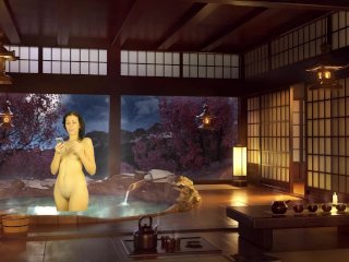 Bathroom Piss. Naked Reading. Japanese Bath. JuliaV Earth.