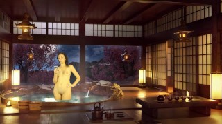 Badkamer pis. Naked lezen. Japans bad. Julia V aarde.