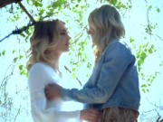 Preview 4 of Lesbian Blondes Blake Eden And Scarlet Red Cumming Together In The Woods!