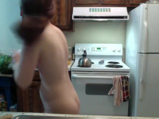 Juicy Babe with Squeezable_Cheeks Squeezes Some OJ! Naked in the_Kitchen Episode 30