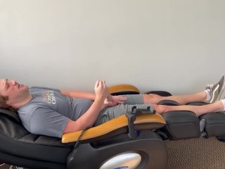 massage chair, cumshot, orgasm, masturbating