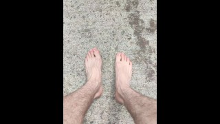Close up view of my feet outside