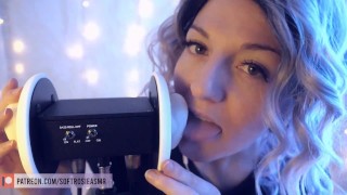 SFW ASMR Intense Tongue-Eating Tingling Non-Naked Girlfriend Ear Licking Fetish