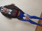 Preview 6 of Asian Sissy Ponyboy In Sexy Blue Pantyhose Tights Dancing And Showing Her Girly Ass
