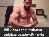 Ripped Sexy Bodybuilder Nude Posing and Stroking Thick Cock