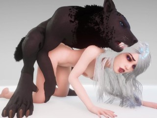 Curvy Bitch Fokt Met Weerwolf | Monster Met Grote Lul | 3D Porno Wild Levend