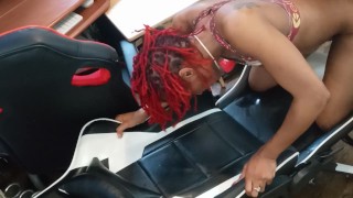 Got horny uploading more content. Deepthroat sloppy head from a fun red dread head. Slimthick