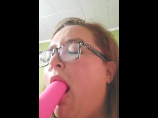 Gagging on my pink dildo