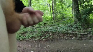Cruzando e batendo punheta em uma floresta perto de uma rodovia