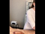 The patient CUM powerfully during the examination procedure in the doctor's hands